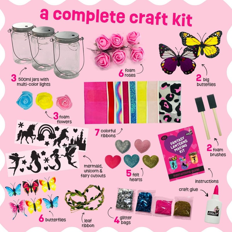 WOOODLIFY Light-up Unicorn Fairy & Mermaid Lanterns Craft Kit – Christmas Gifts for 8 9 10 11 12 Year Old Girls - Creative Art Girl Toys 8-10 Years Old and Up - Craft Kits for Girls Ages 8-12 - Tween Gift Ideas - Image 4